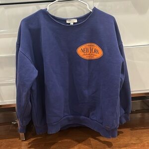 Blue graphic crew neck